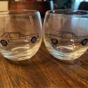 Vintage mid century mod Ford Car Glass Tumblers - Set of 4